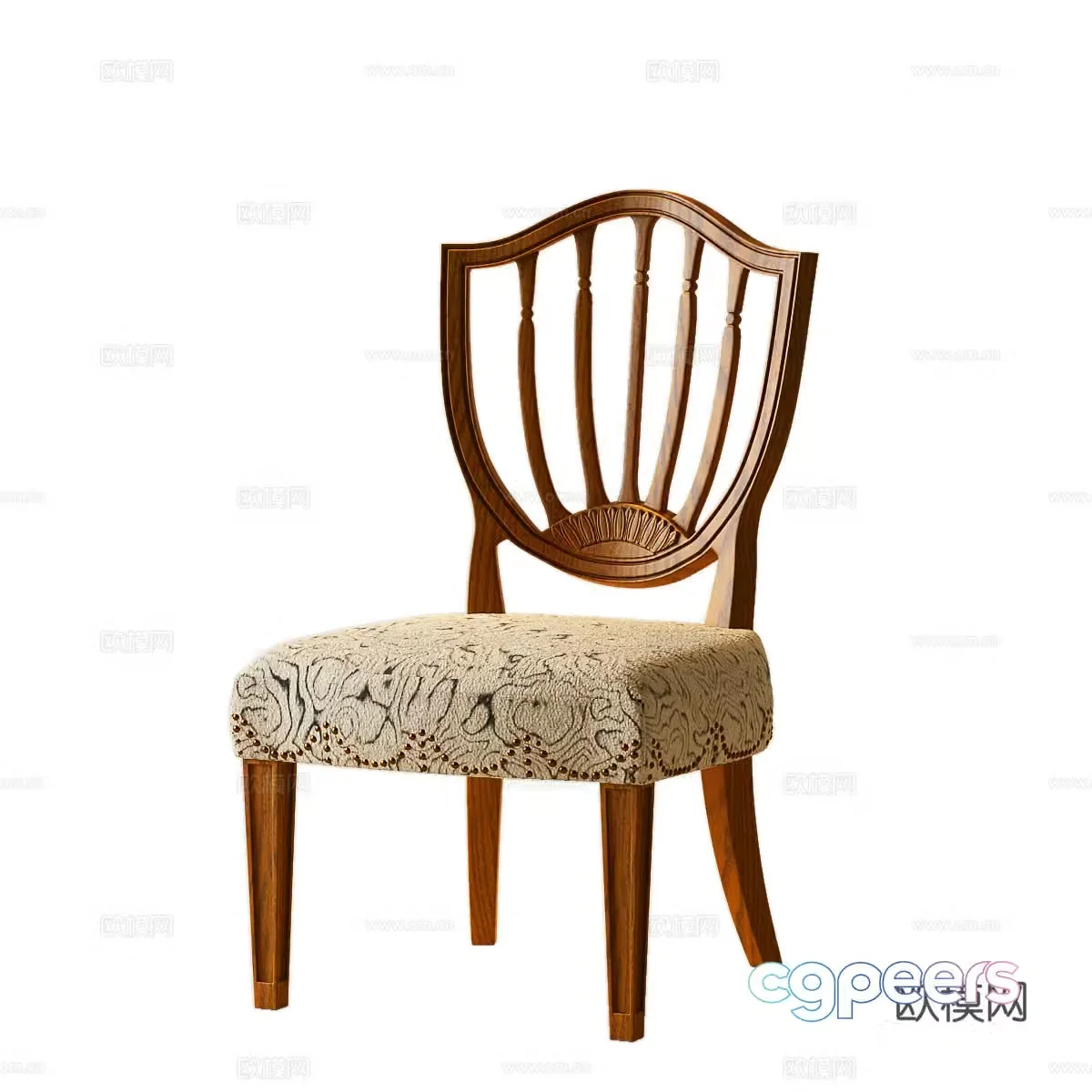 French dining chair American single chair French medieval single chair French medieval dining chair American dining chair French 3d model