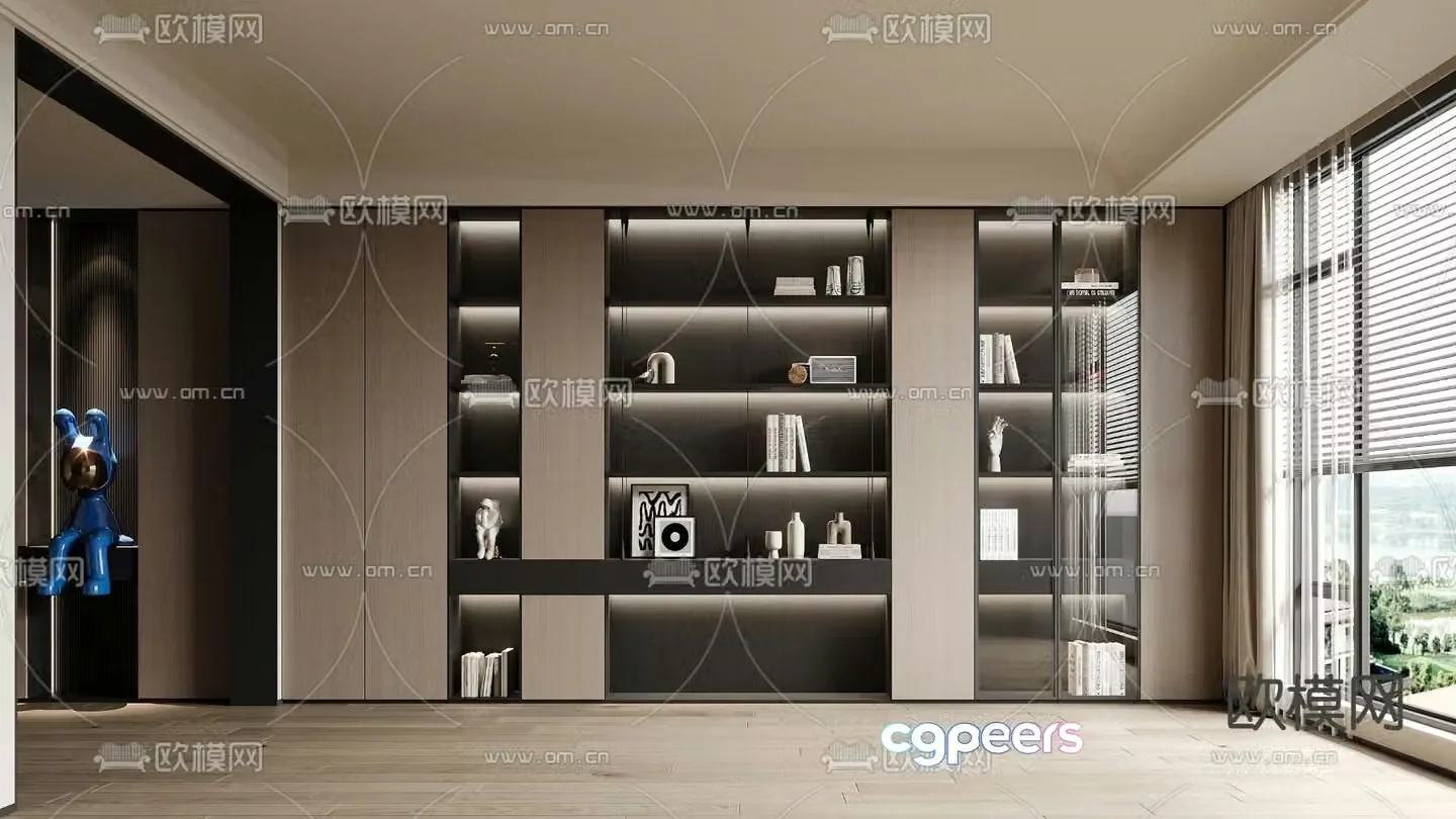 Modern decorative cabinet bookcase 3d model