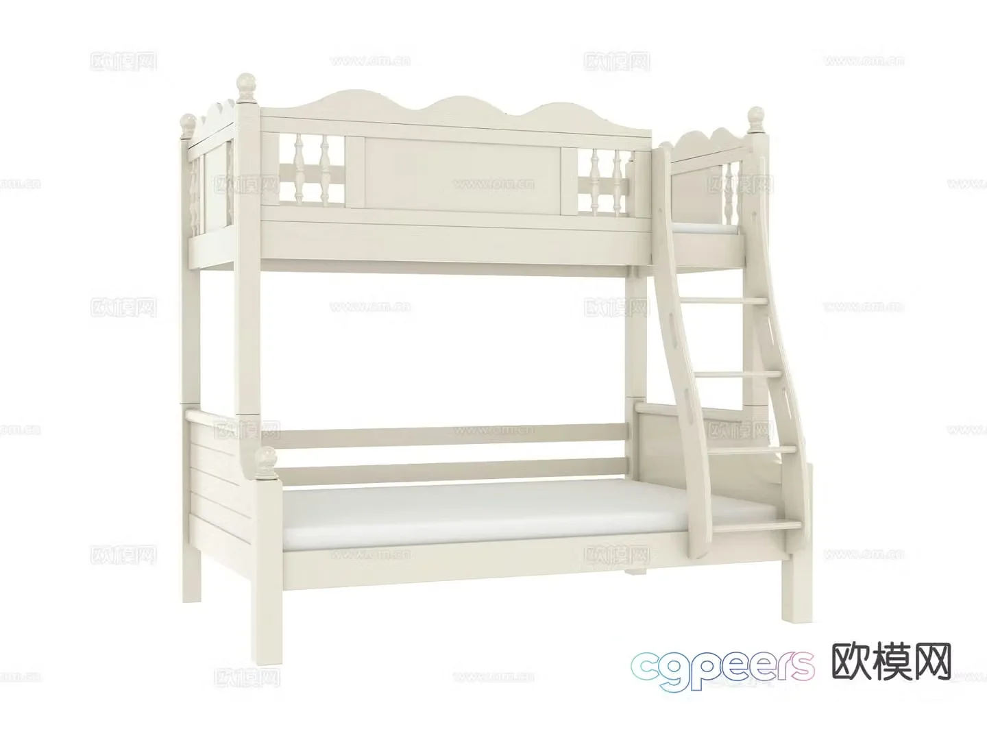French children’s bed bunk bed 3d model