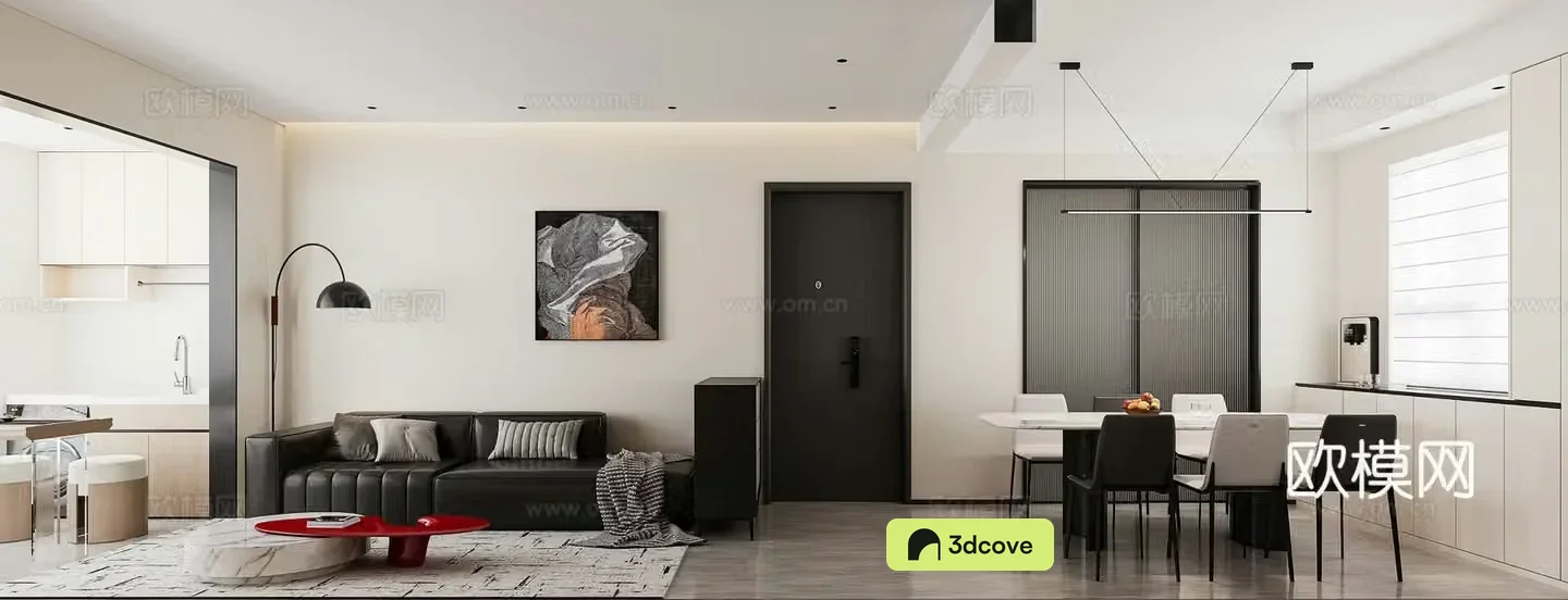 Modern minimalist living restaurant