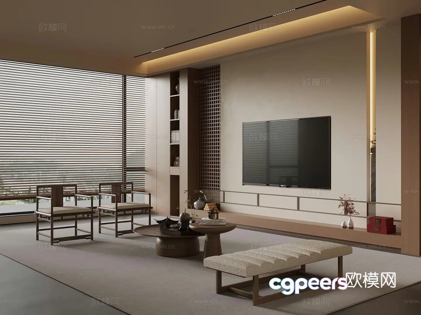 Modern Living Room 3D Model – 18839 – VRAY Render