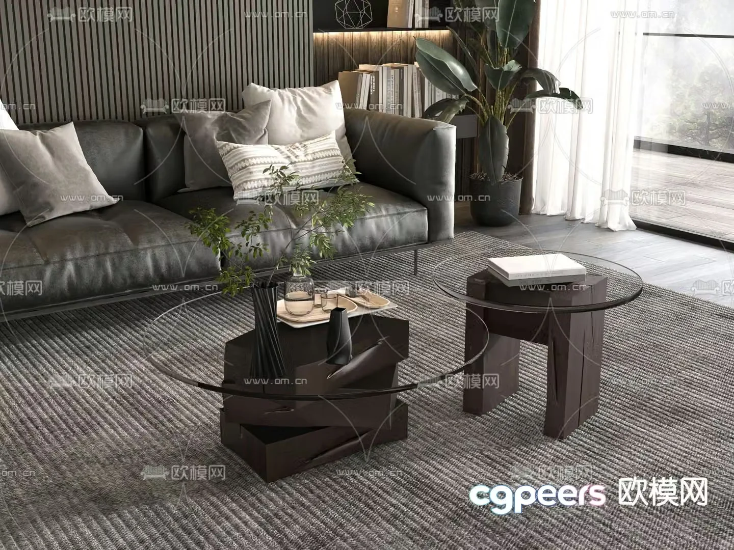 Mother and son coffee table glass coffee table 3d model