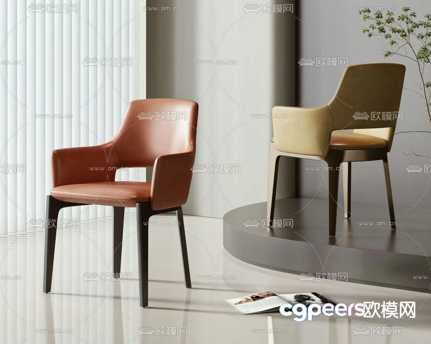 leather chair dining chair 3d model
