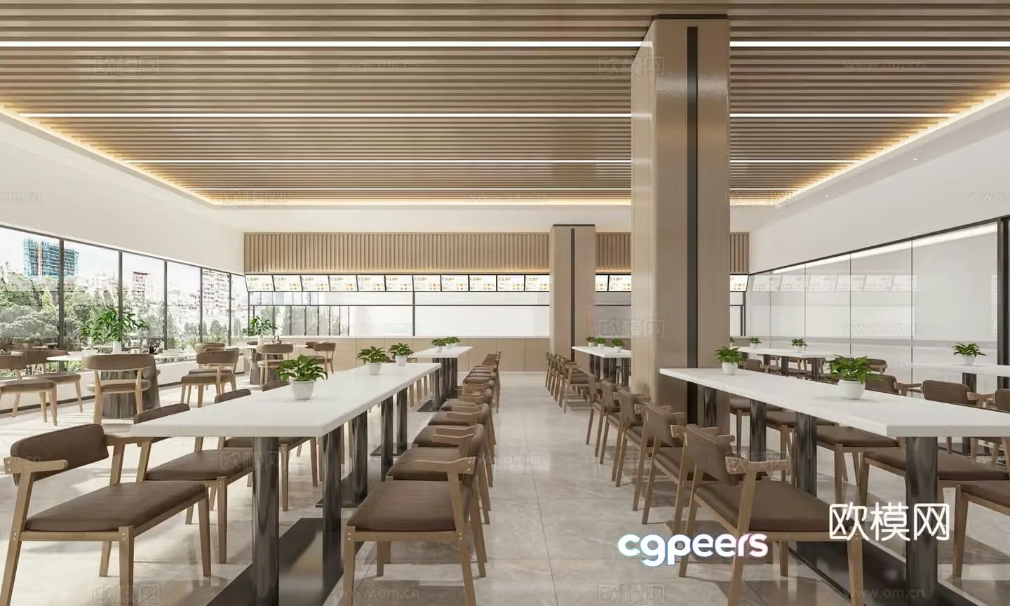 Modern canteen staff restaurant 3d model