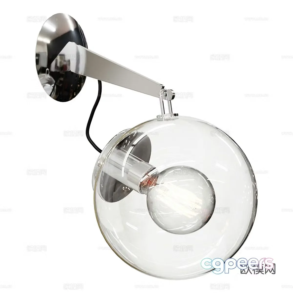 Modern minimalist spherical glass wall lamp 3d model