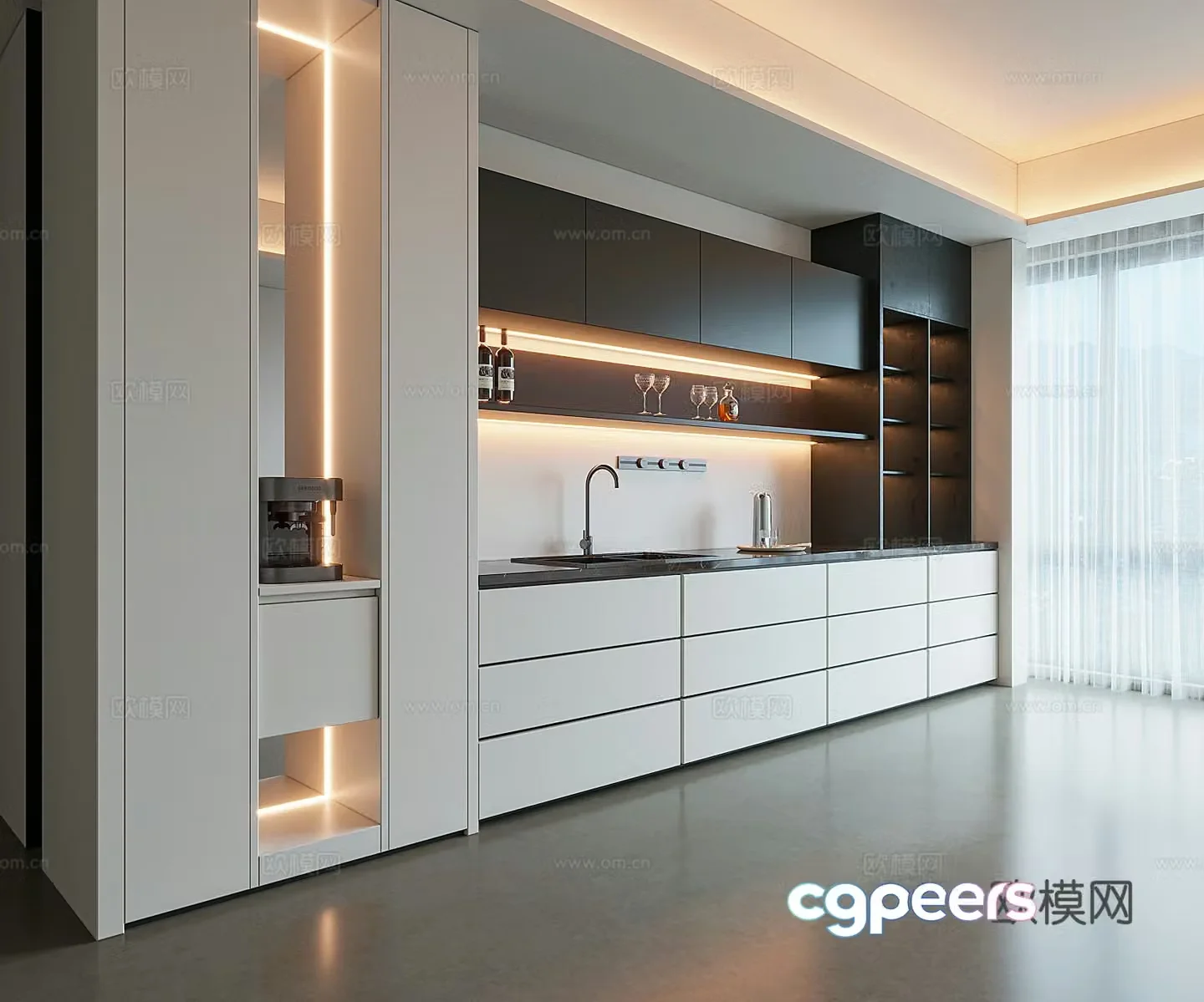 Modern light luxury sideboard 3D model