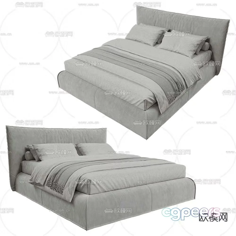 Beds one double bed 3d model