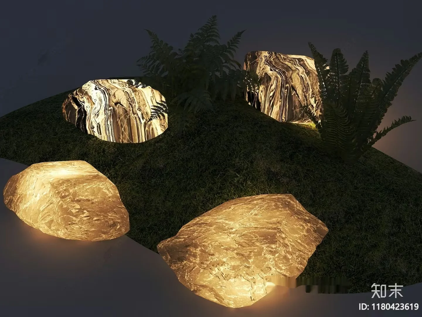 Rocks With Lights 3D Model – 11457 – VRAY Render