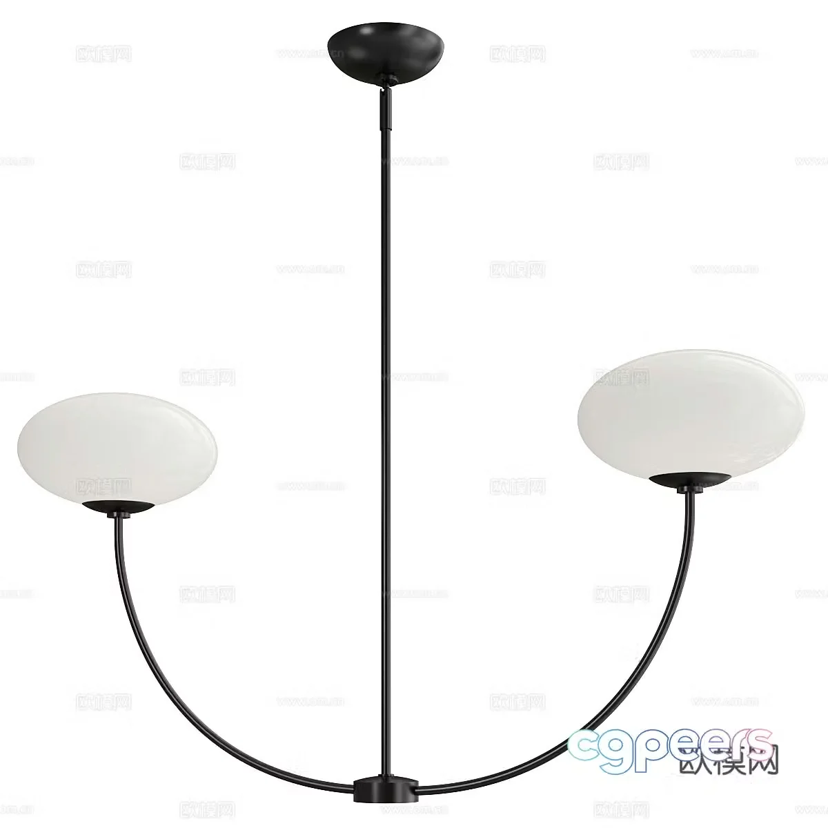 Modern minimalist double-headed decorative chandelier 3d model