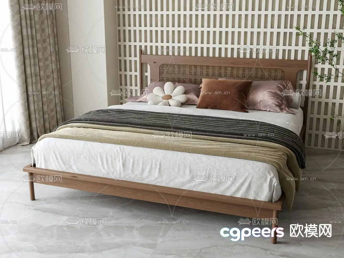 Nordic double bed 3d model