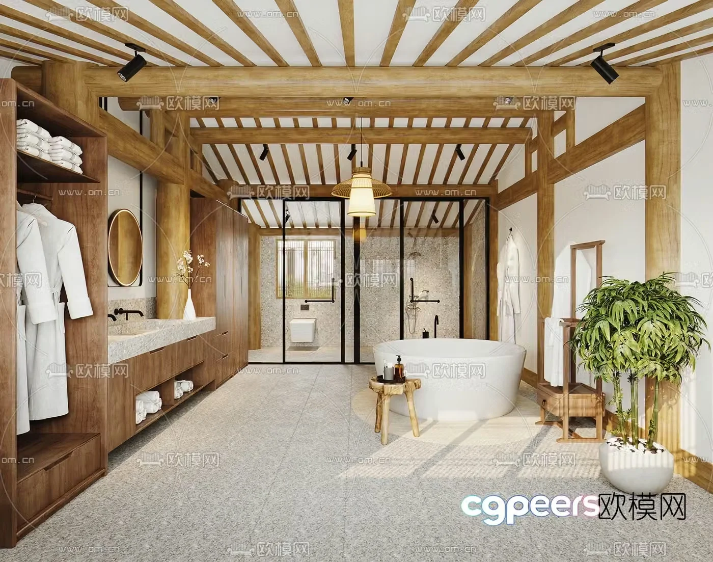 Natural style B&B bathroom bathroom 3D model