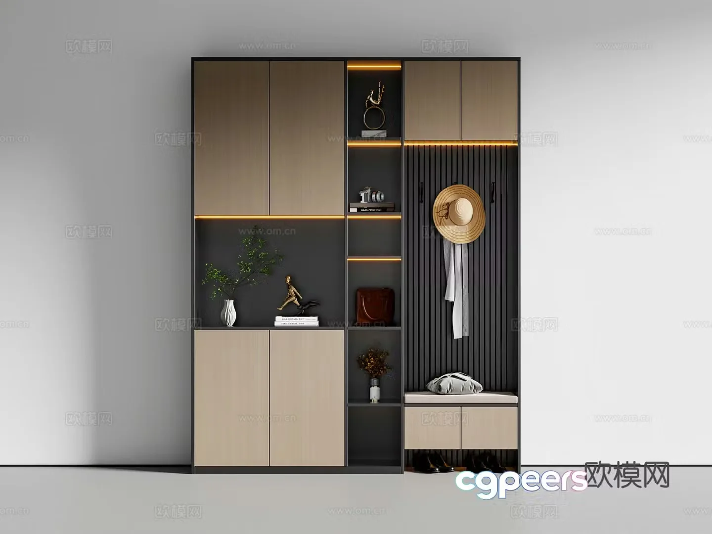 New Chinese style shoe cabinet decorative cabinet 3D model