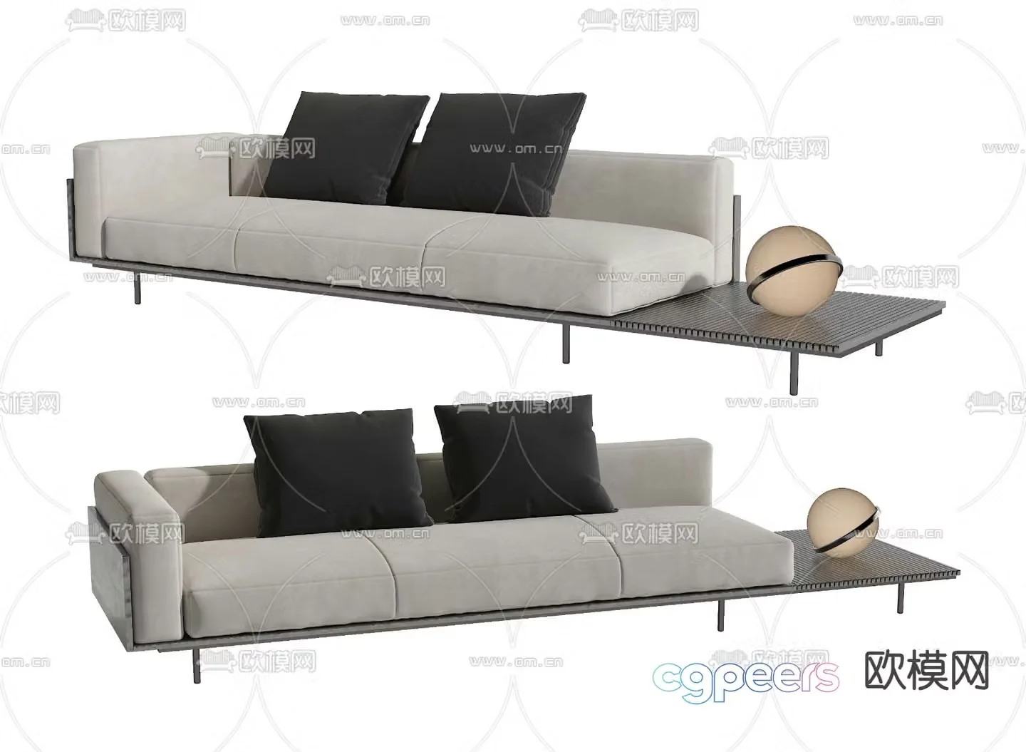 Three seater sofa upholstered sofa 3d model