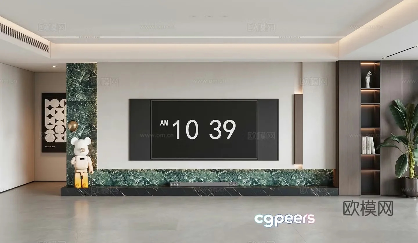 Modern TV background wall 3d model