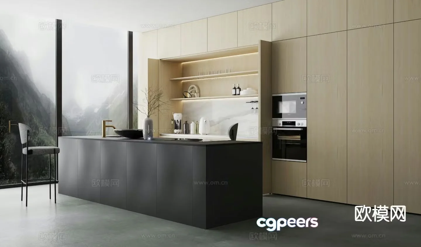 Island kitchen Western kitchen 3d model