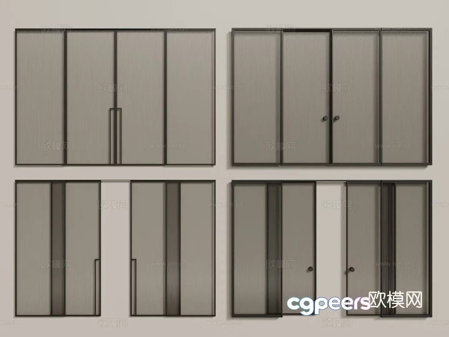 Modern glass sliding door Changhong glass door Glass sliding door 3D model