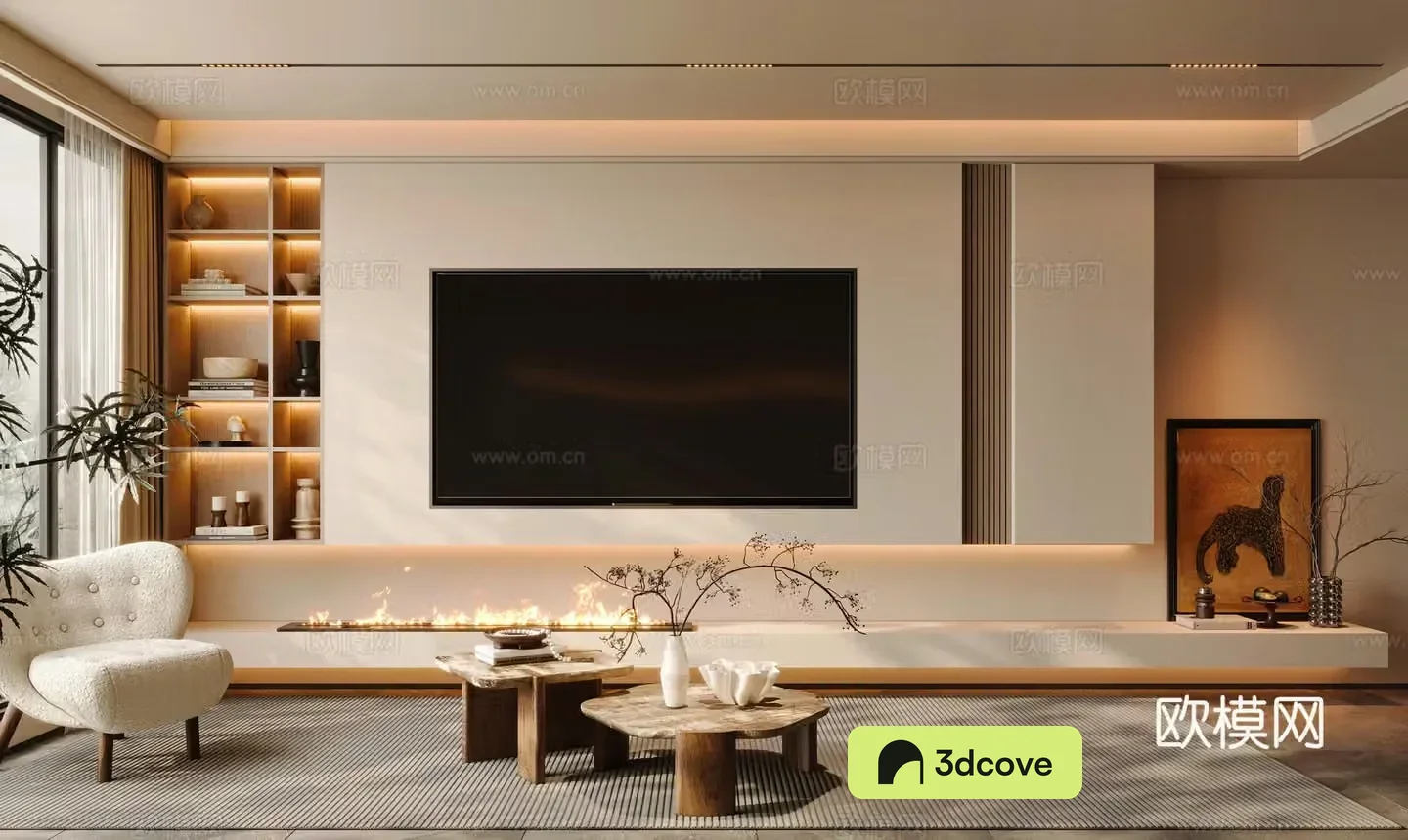 Middle-aged living room 3d model