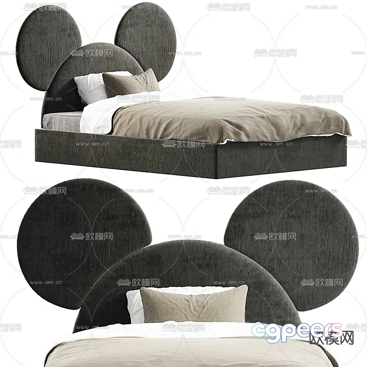 Modern fabric children’s bed 3d model