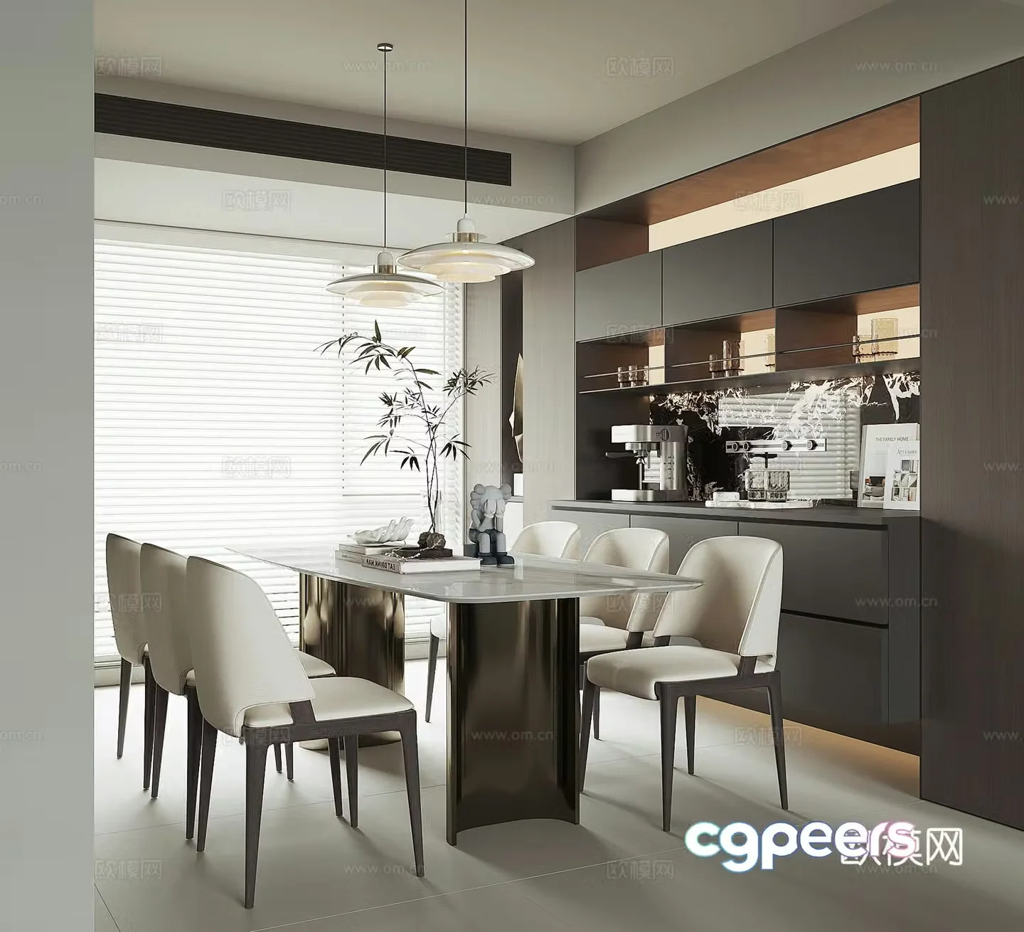 Modern home restaurant 3d model