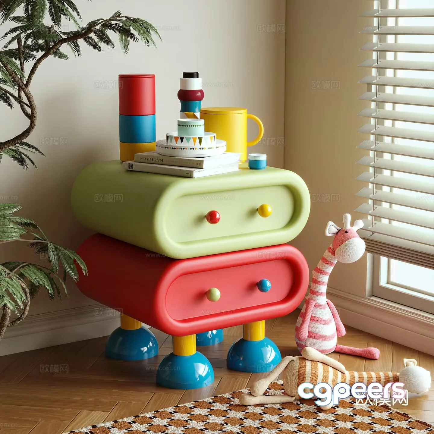 Modern bedside table dopamine 3d model