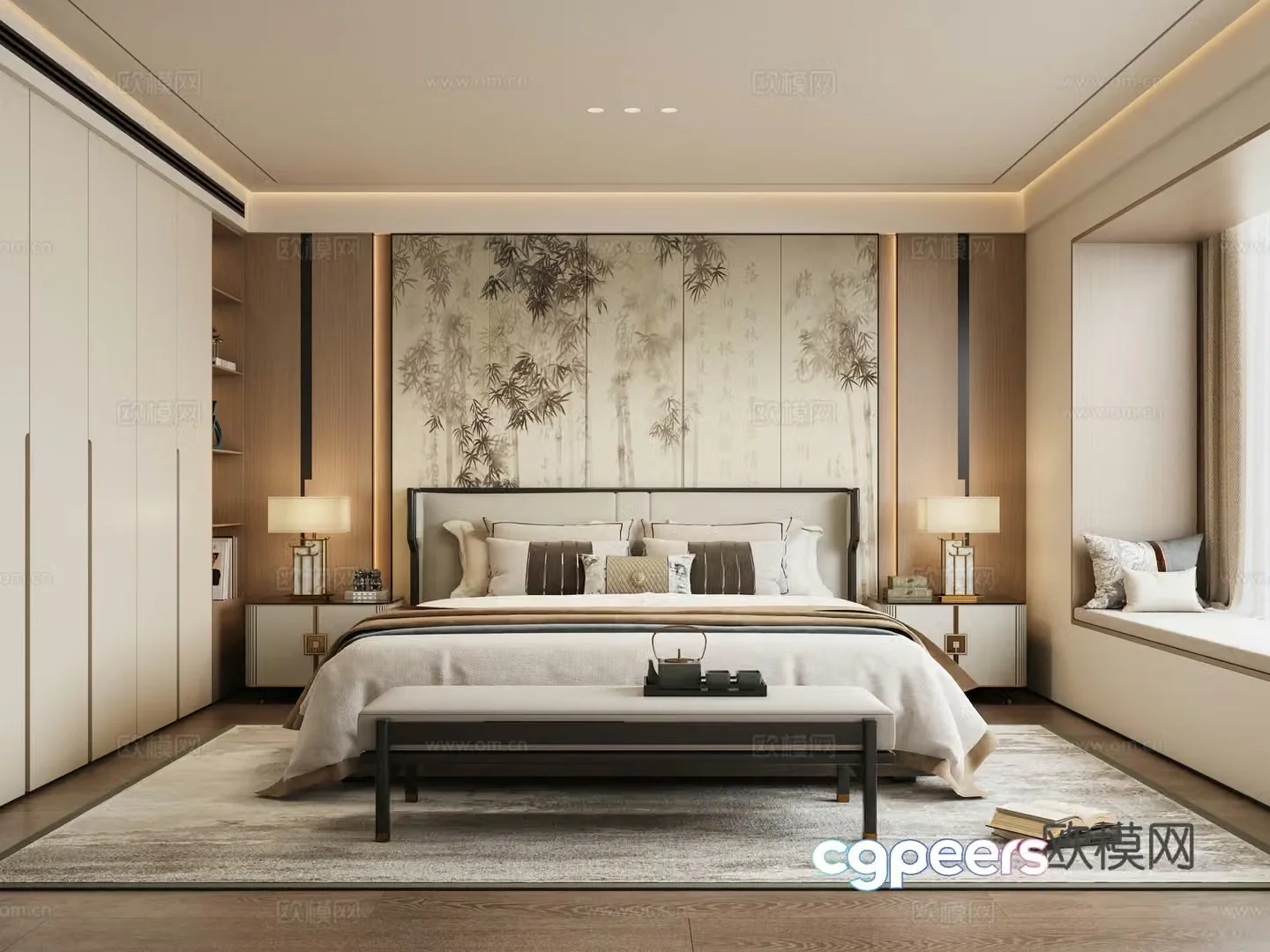 New Chinese style bedroom master bedroom 3d model