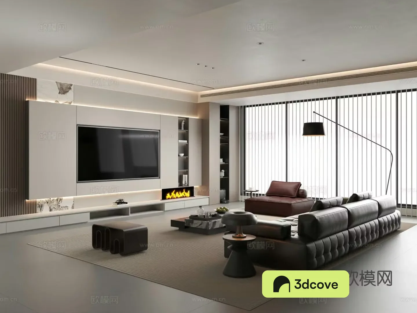 Modern Italian living room Home living room Leather sofa combination