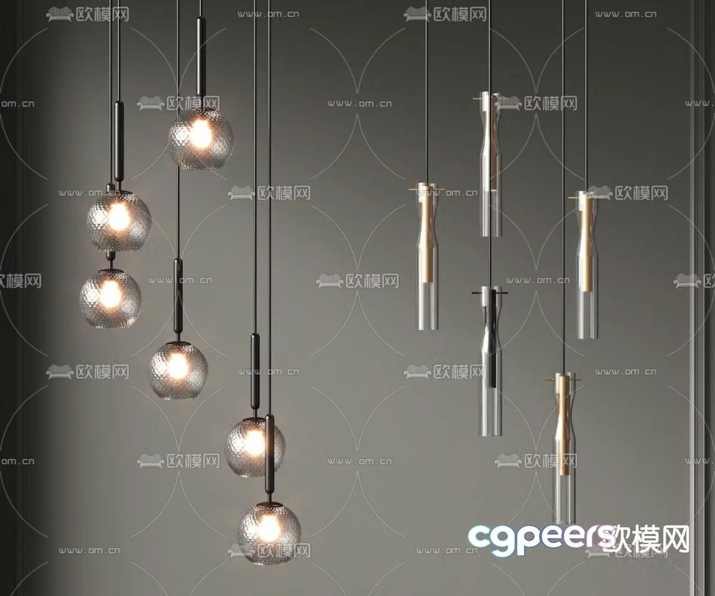 Modern chandelier multi-head chandelier linear chandelier 3d model