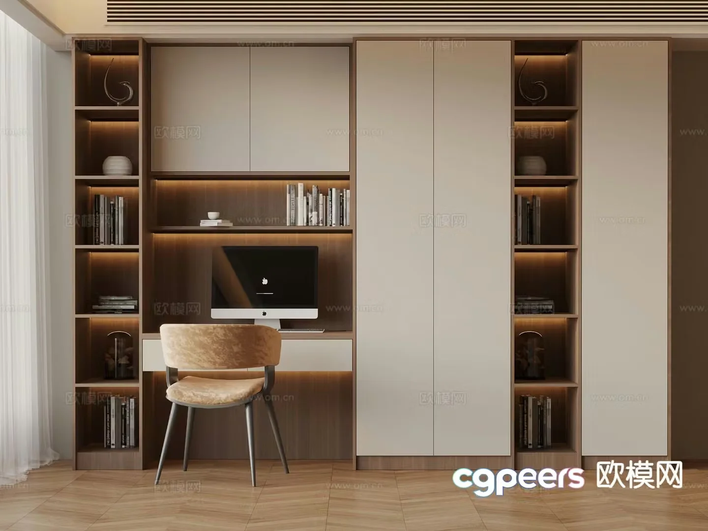 Modern bookcase integrated cabinet 3d model