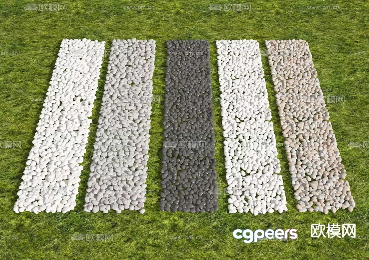 stone gravel path cobblestone 3d model