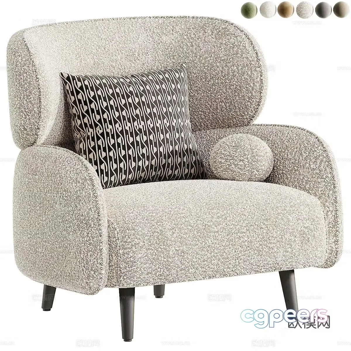 Modern Italian LUNA fabric armchair 3d model