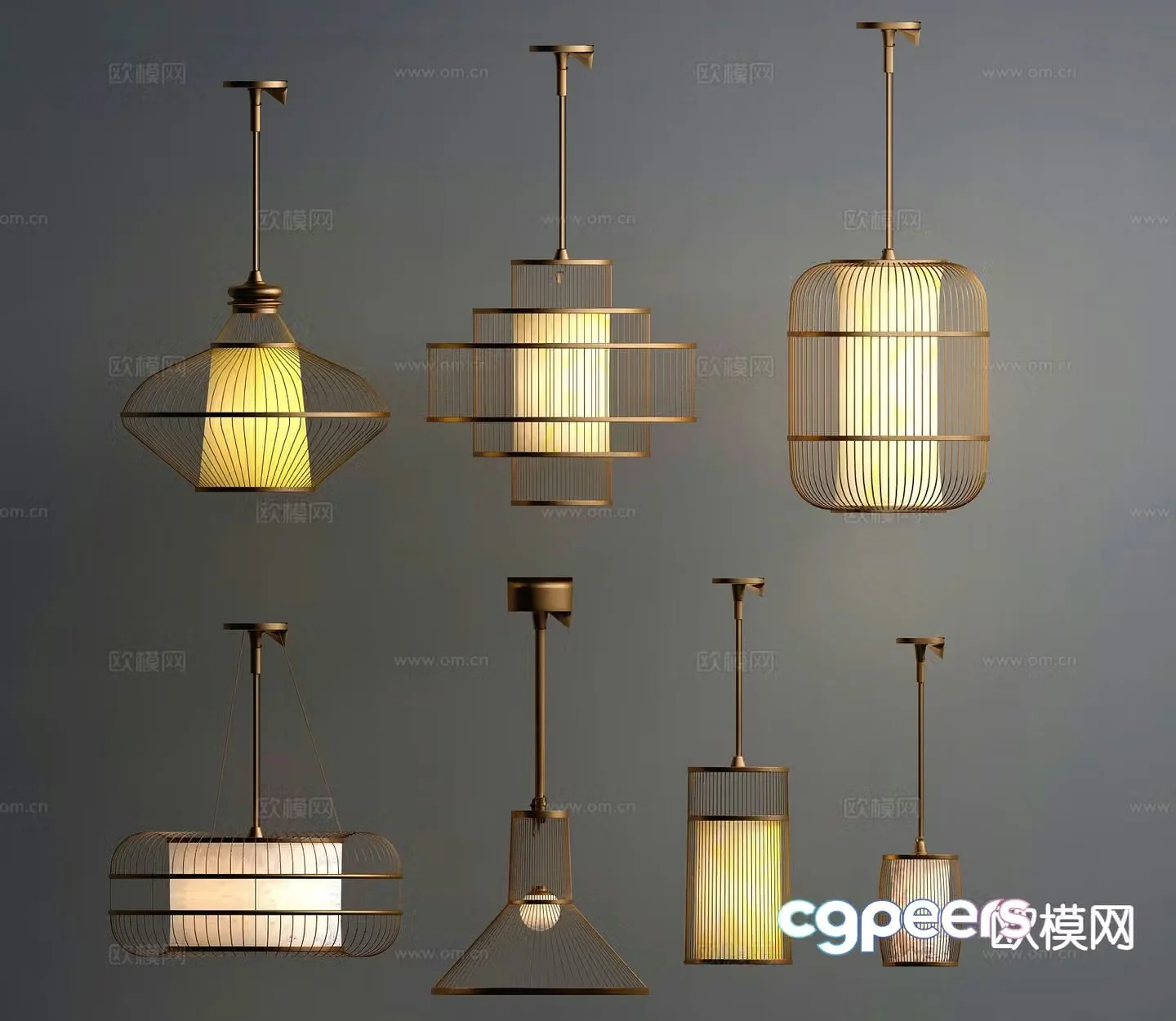 New Chinese style chandelier 3d model