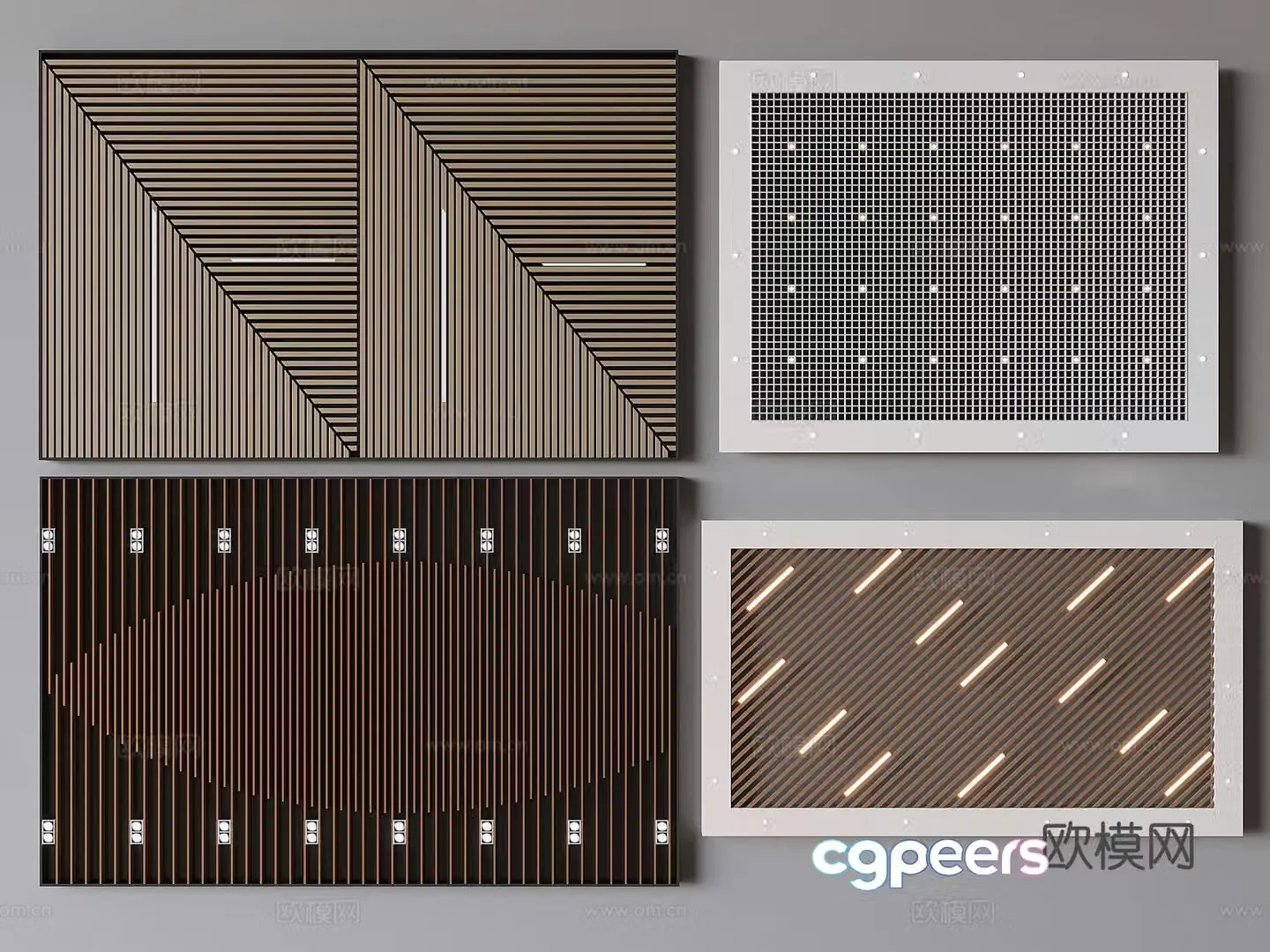 Aluminum square ceiling wooden grille ceiling ceiling 3D model