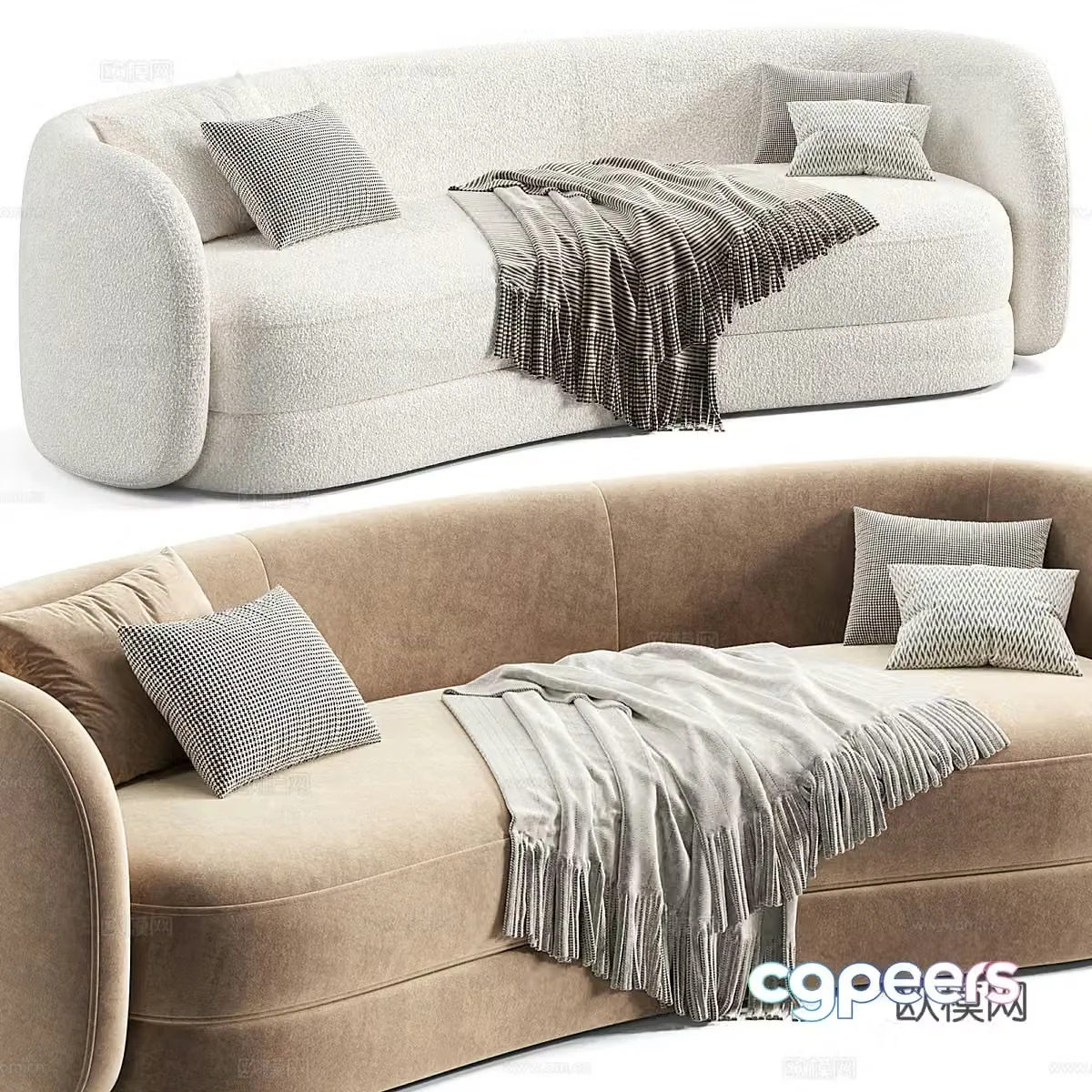 Modern Cream Style Blaine Sofa 3d Model