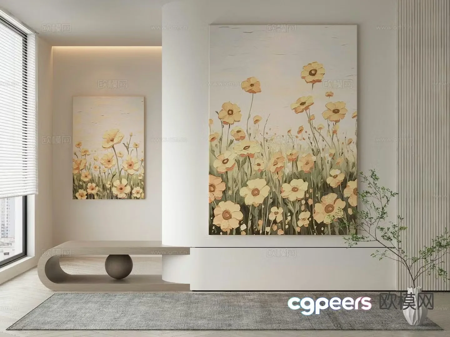 Modern decorative painting flower oil painting 3d model