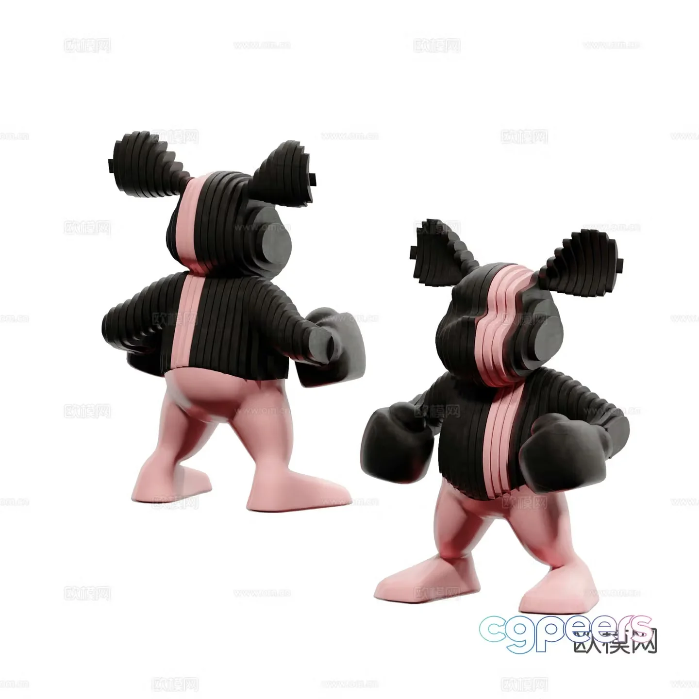 Violent Bear Trendy Boxing Doll Sculpture Ornaments 3D Model