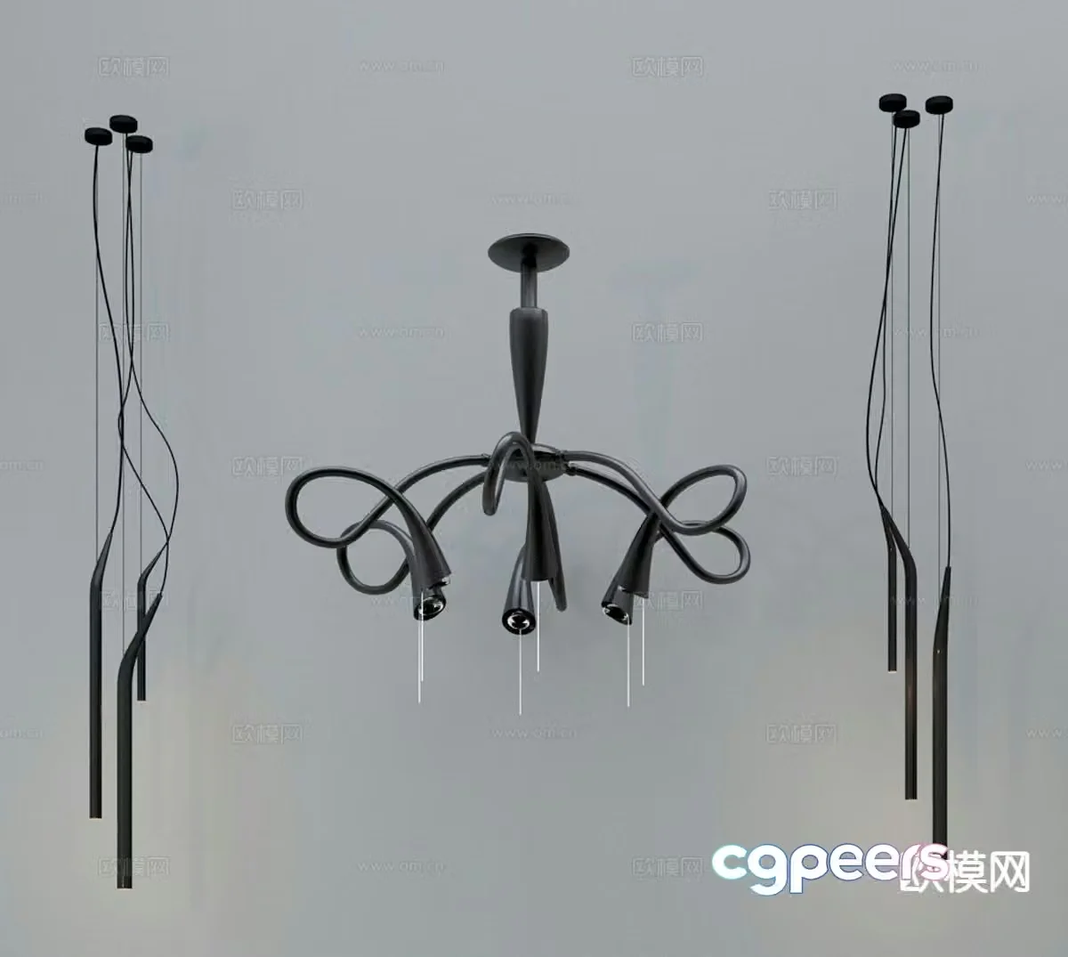 Metal chandelier strip chandelier 3d model