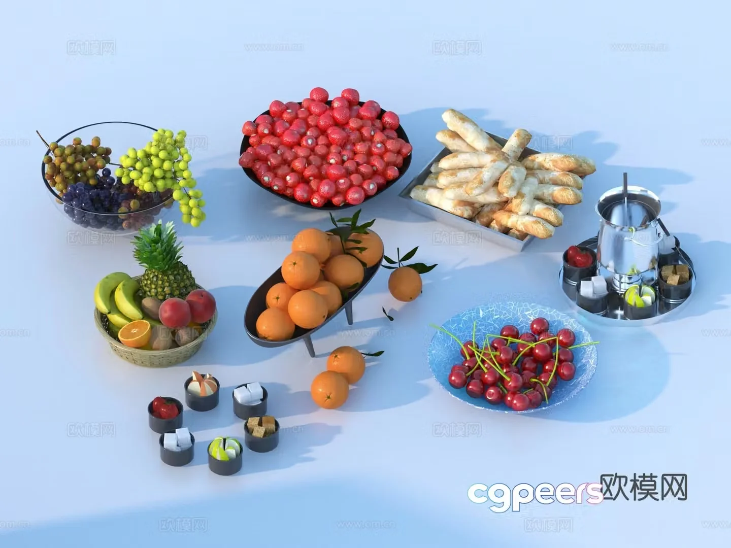fruit food fruit plate 3d model