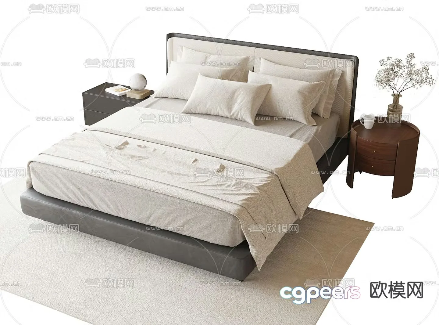 Modern double bed 3d model