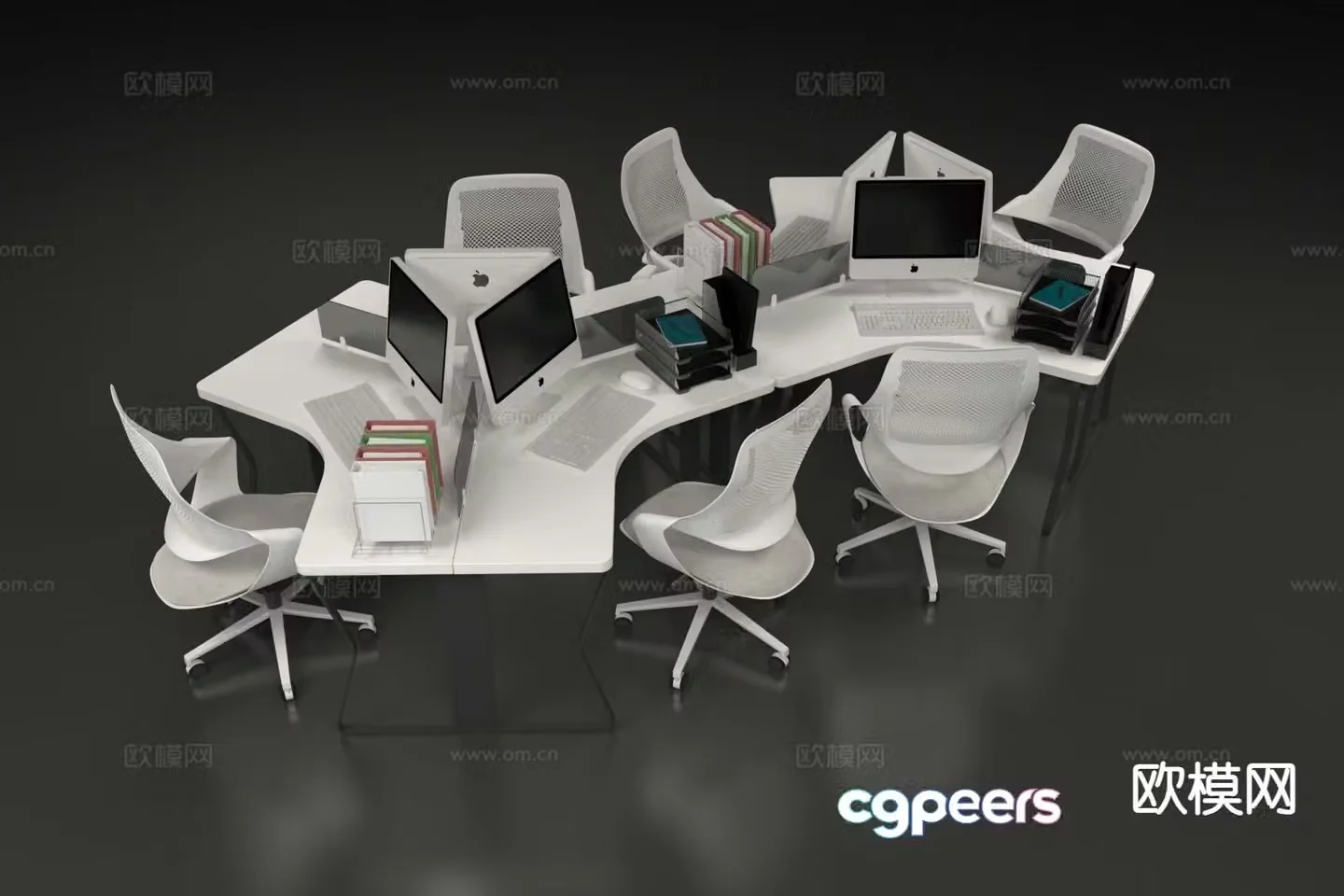 Multi-person desk joint desk 3D model