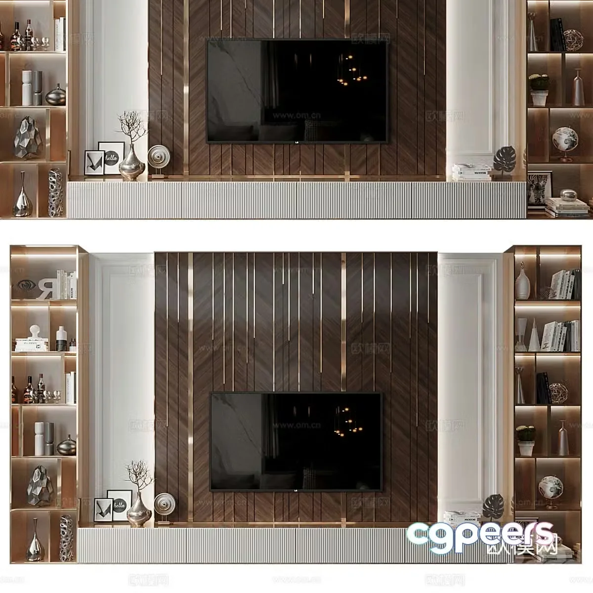 Modern light luxury TV background wall 3d model