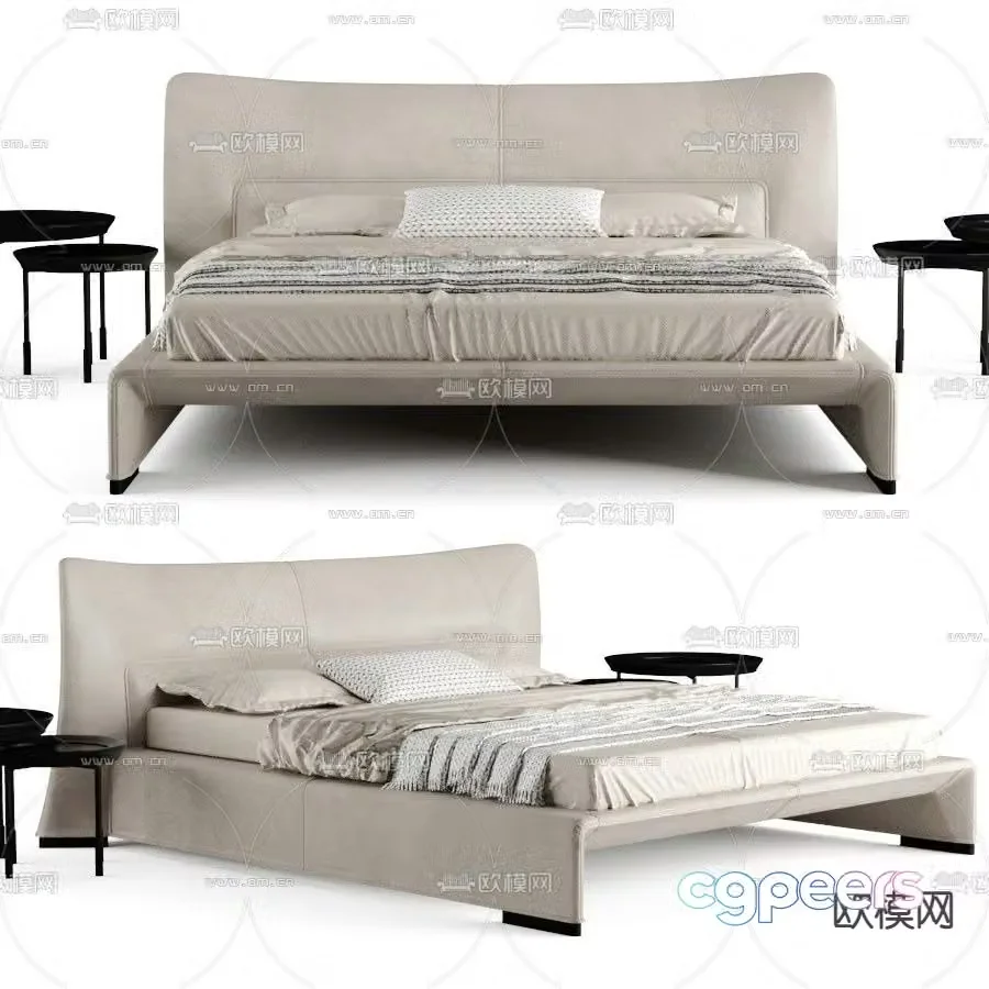 Molteni modern gray double bed 3d model