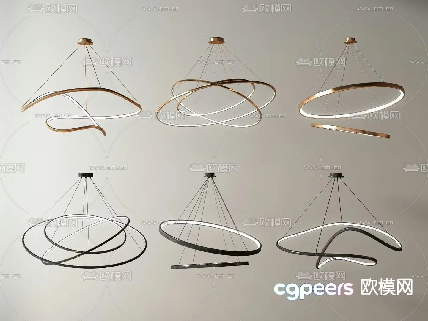 Light luxury chandeliers ring chandeliers 3D model