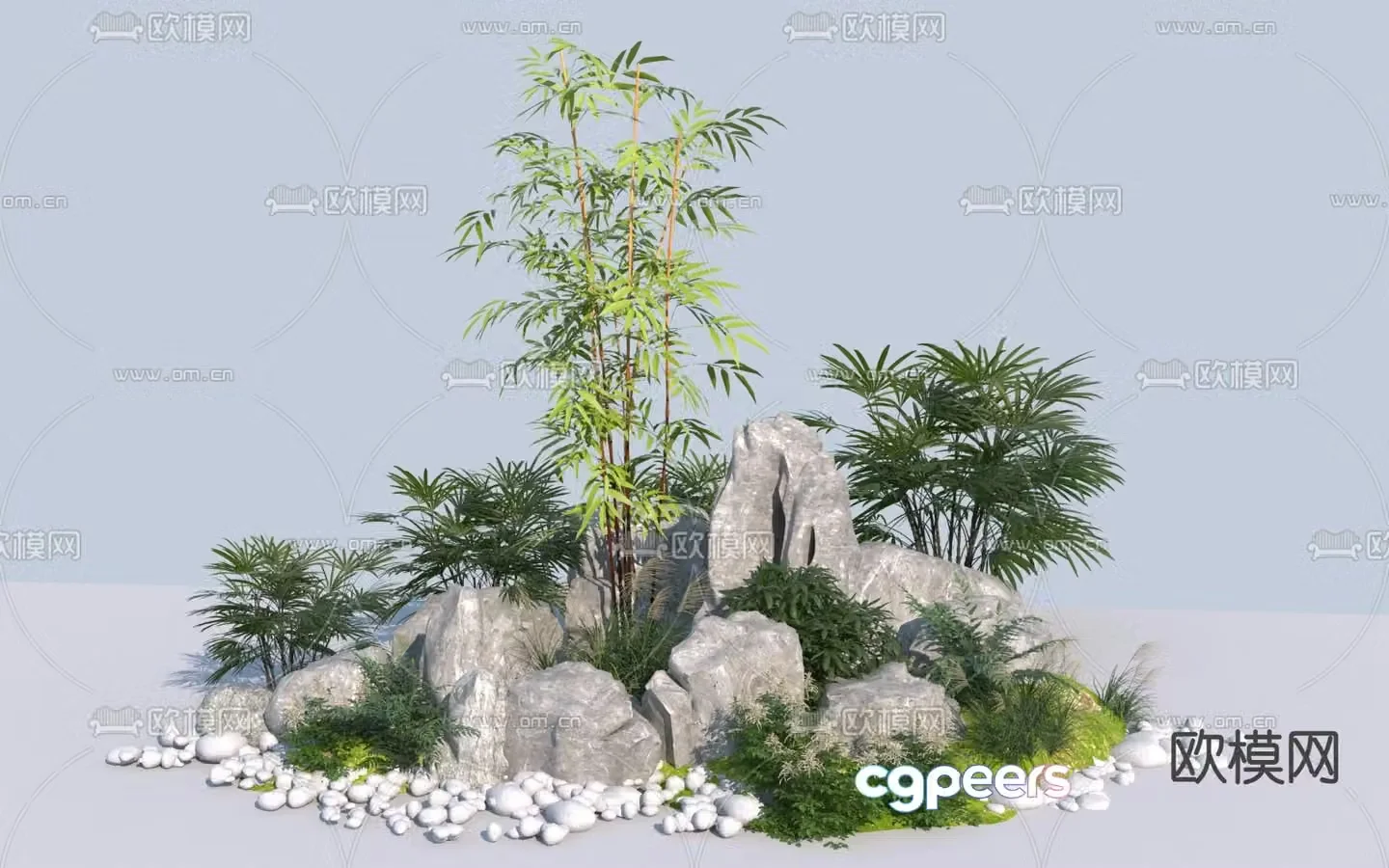 New Chinese style rockery landscape sketch 3D model