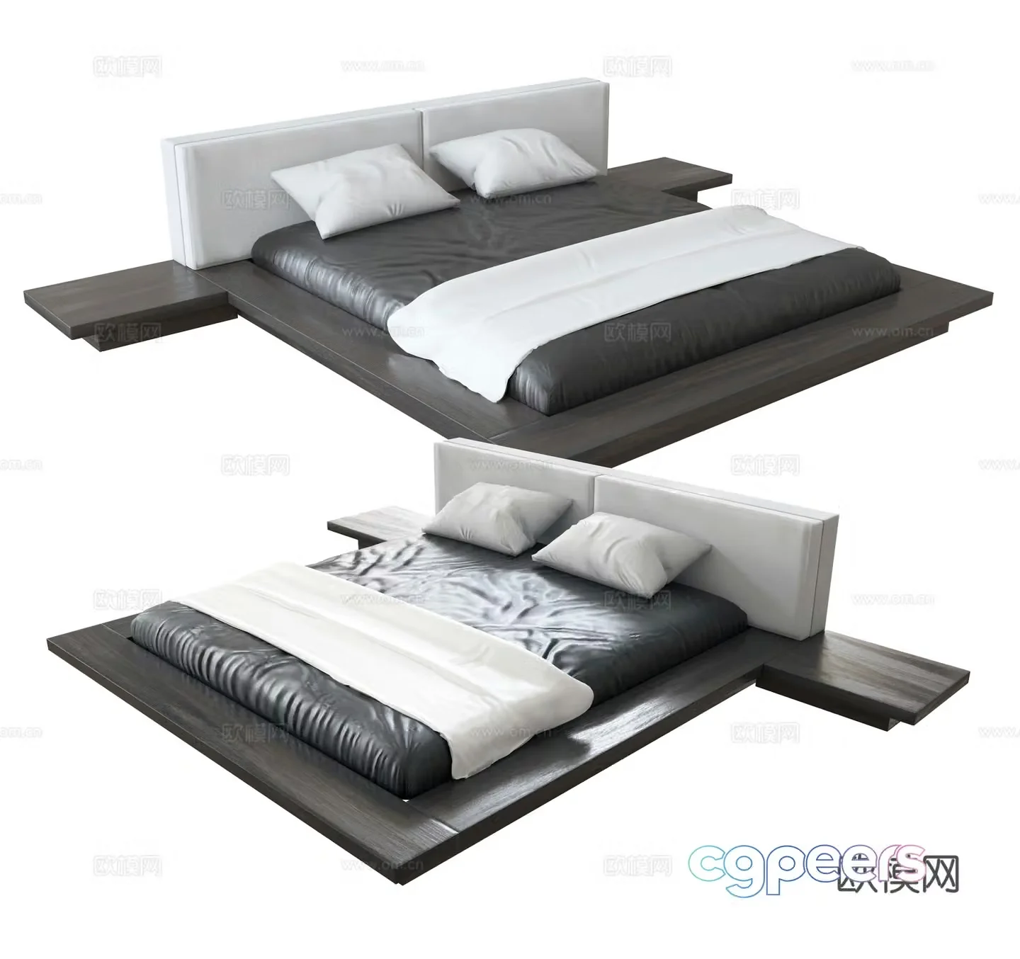 Modern double bed 3d model
