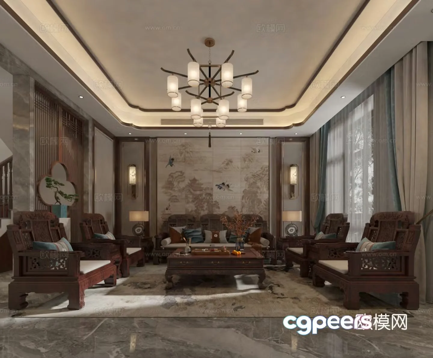 Living and dining room 3d model
