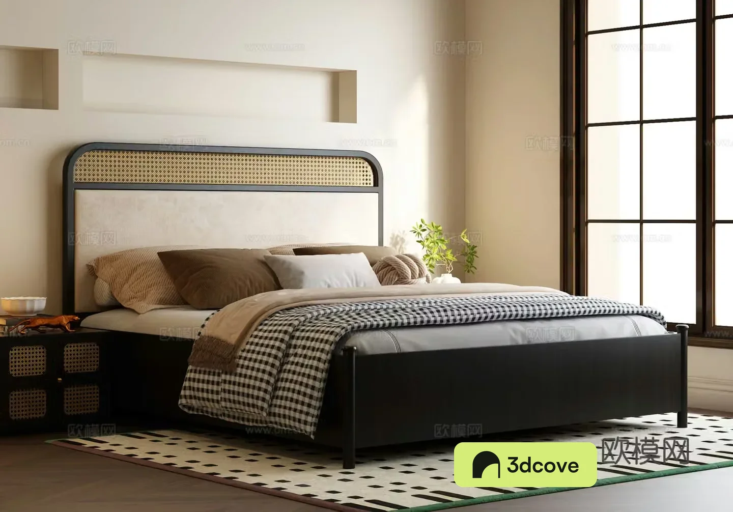 Modern medieval style bed Medium style double bed Modern medieval style bedroom 3D model