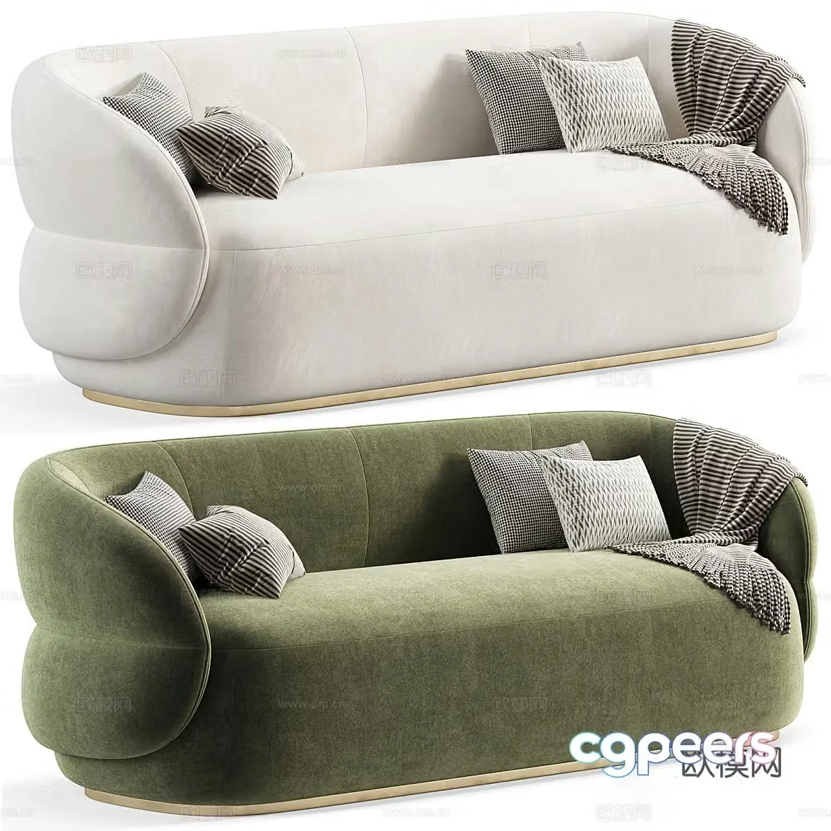 Modern fabric sofa double sofa 3d model
