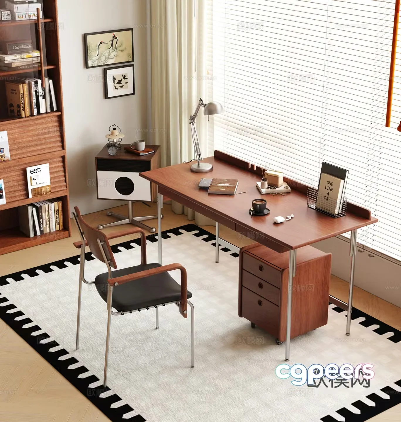 Medieval style desk and chair 3d model