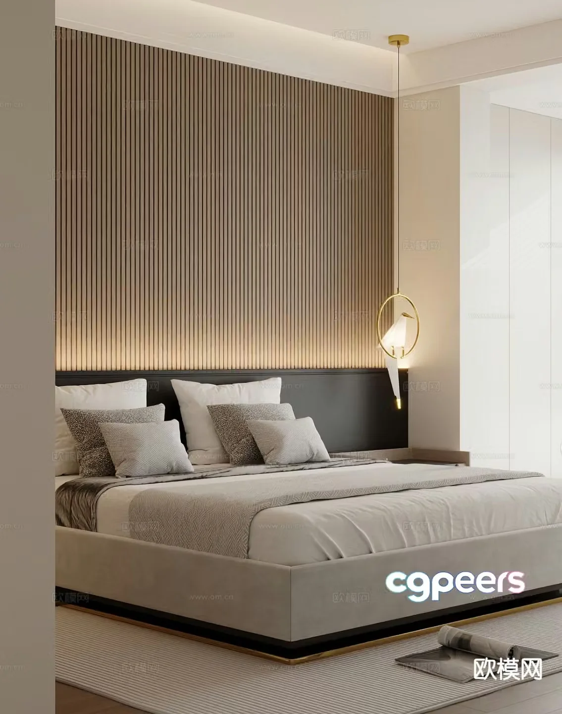 Modern double bed 3d model