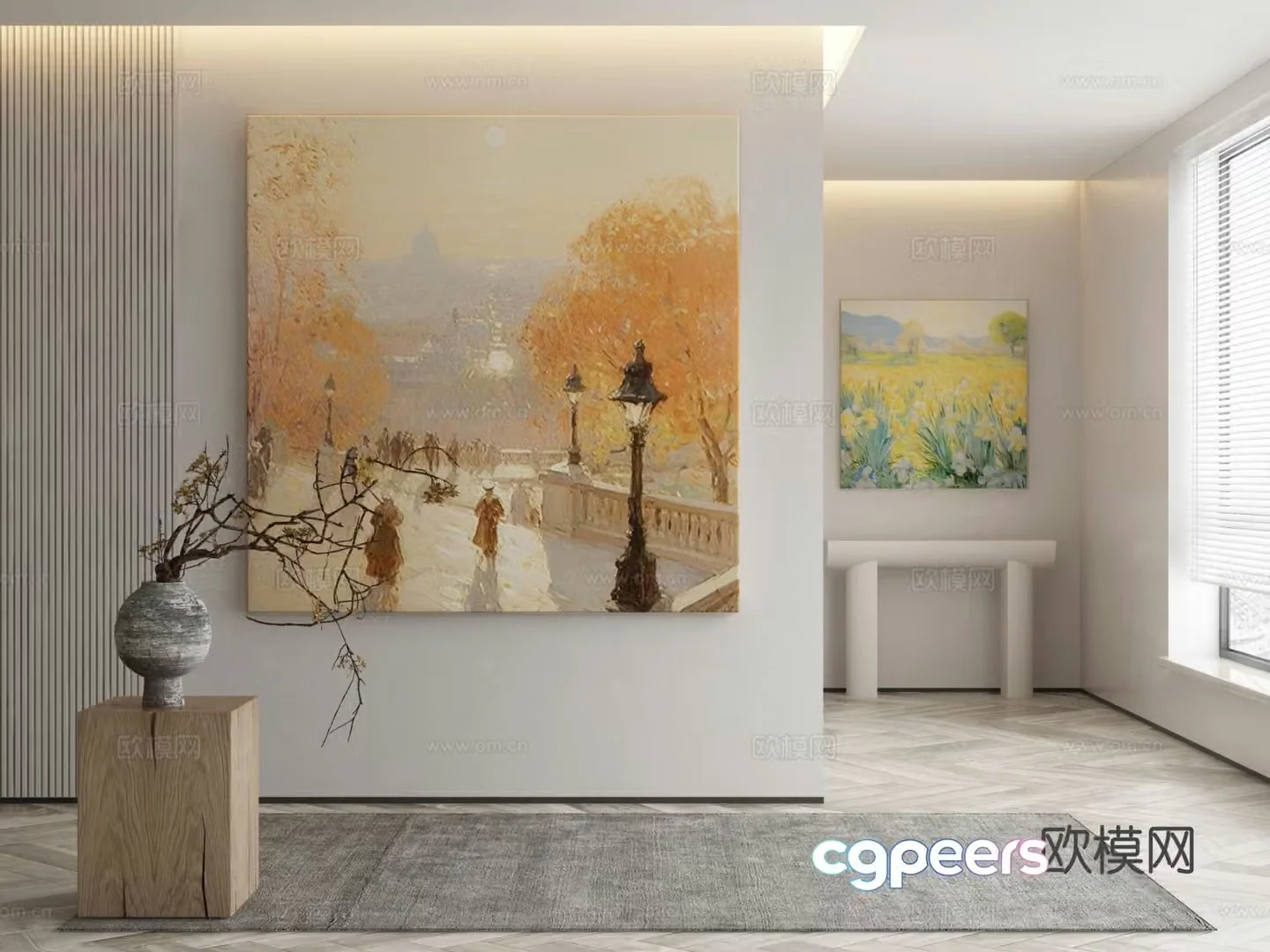 Decorative painting texture painting landscape painting 3d model